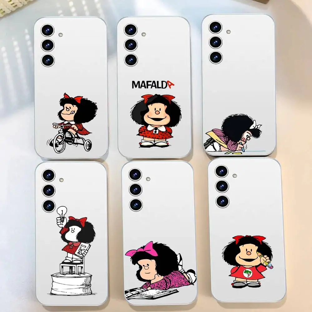 Cute M-Mafalda Phone Case For Samsung Galaxy S21 S22 S23 S24 S25ULTRA FE Ultra Plus5G A52S Transparent Cover