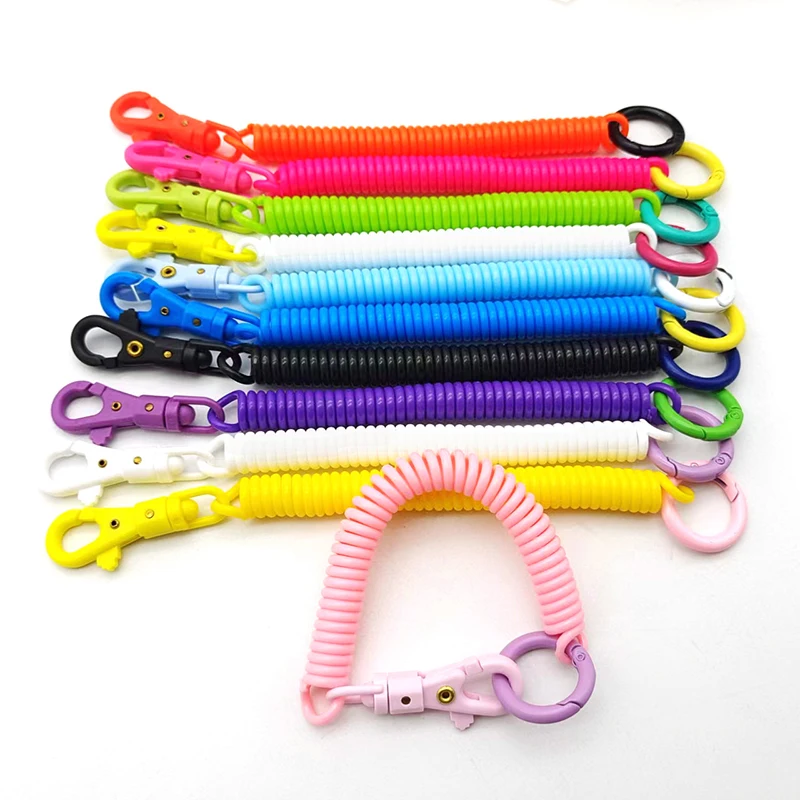

1pcs Retractable Coil Spring Keychain - Stretchy Spiral Key Holder with Metal Clasp Key Lanyard