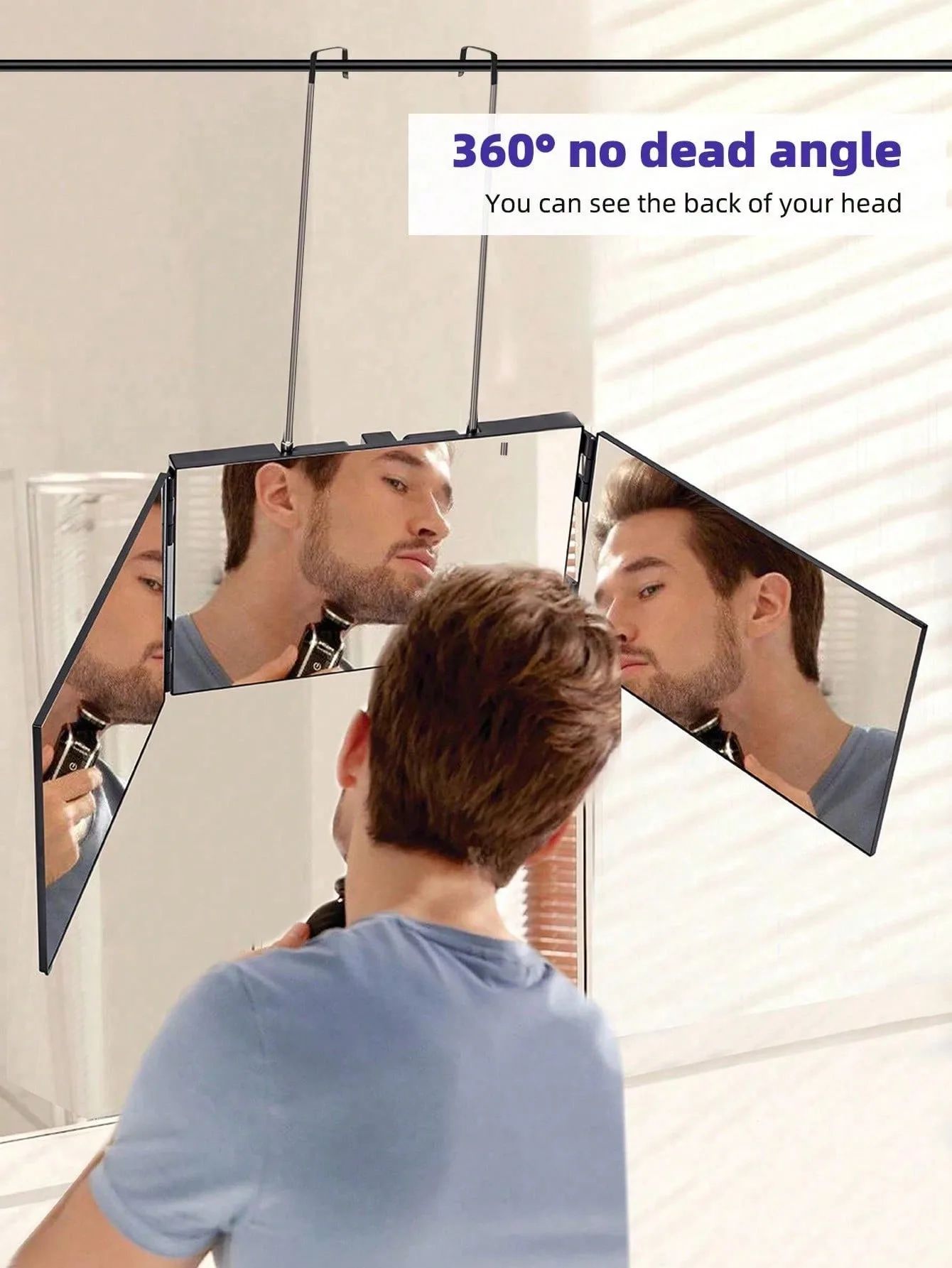 Three-sided mirror 360-degree three-fold hair styling mirror with lighting - a personal use beauty mirror suitable for hair styling image 5