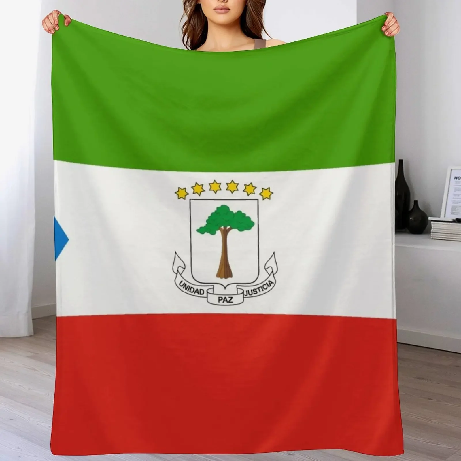 

Flag of Equatorial Guinea Throw Blanket Camping warm for winter heavy to sleep Softest Blankets
