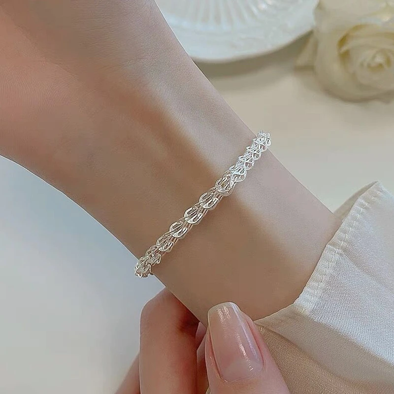 

925 Sterling Silver Bracelet sparkling Simple Charm Elegant Women Accessories Birthday Party Gift Wedding Engagement Jewelry