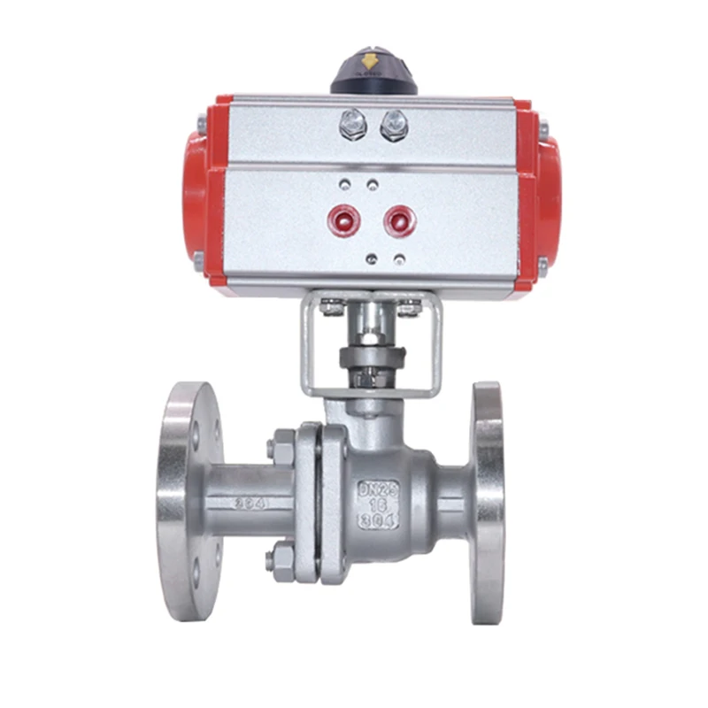 DN15-DN80 304 Stainless Steel Flanged Pneumatic Ball Valve Double Acting Cylinder High Temperature Steam Flange Ball Valves