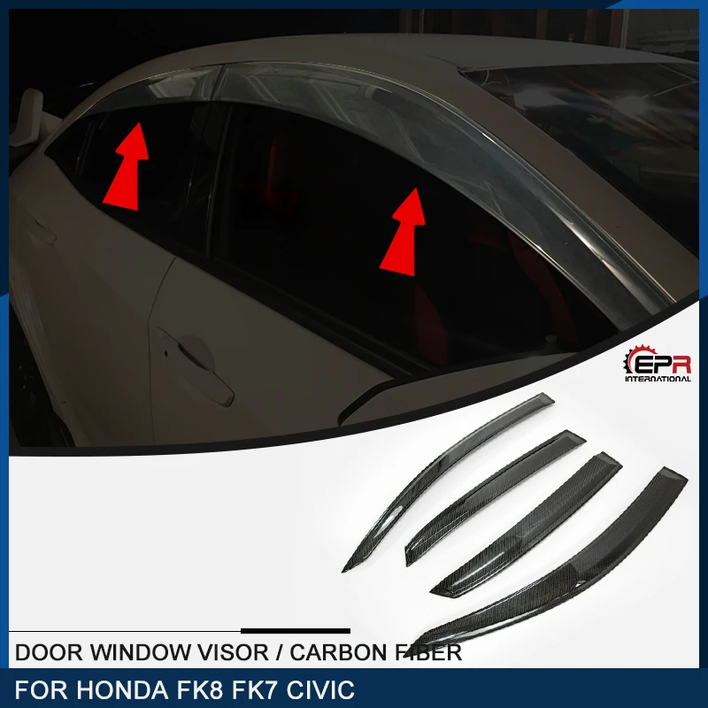 

For FK8 FK7 CIVIC TYPE R OEM Carbon Fiber Door Window Visor Trim FK7 FK8 Window Visor Side Rain Eyelid Carbon Door Eyebrow