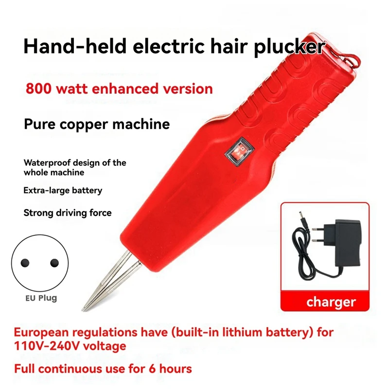 Electric Poultry Plucker Handheld Chicken Hair Plucking Machine for Chicken, Bird, Duck, Turkey Red EU Plug-ABHG