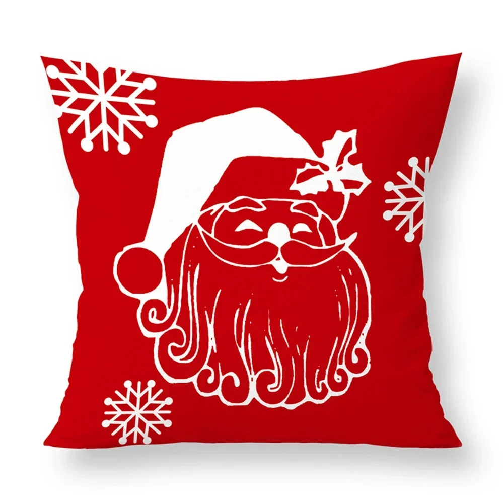 Christmas-themed pattern throw pillow cover with short plush print for living room sofa decoration cushion cover pillow covers