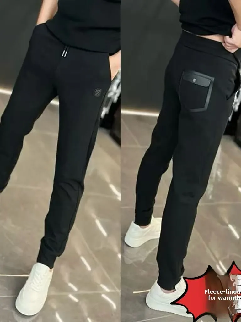 

Men's Faionable Fce Lined Casual Pants Autumn Winter Wear Versatile Sle Comfort Fit Polyester Cotton Blend Warmth
