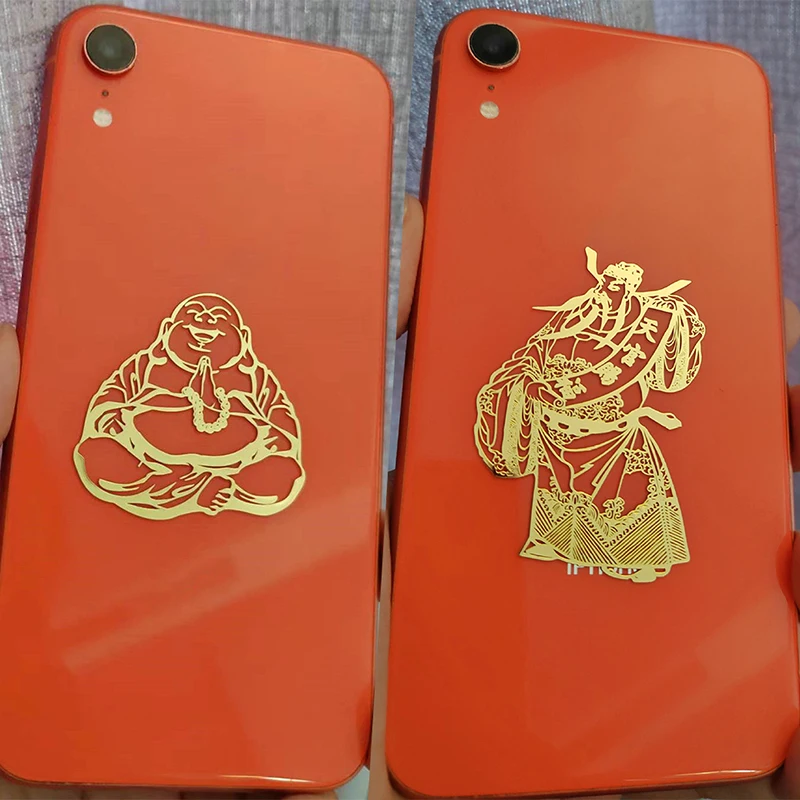 Personalized Novel Pattern Sticker Good Luck Metal Sticker Tiger Phone Sticker Back Shell Creative Metal Decoration