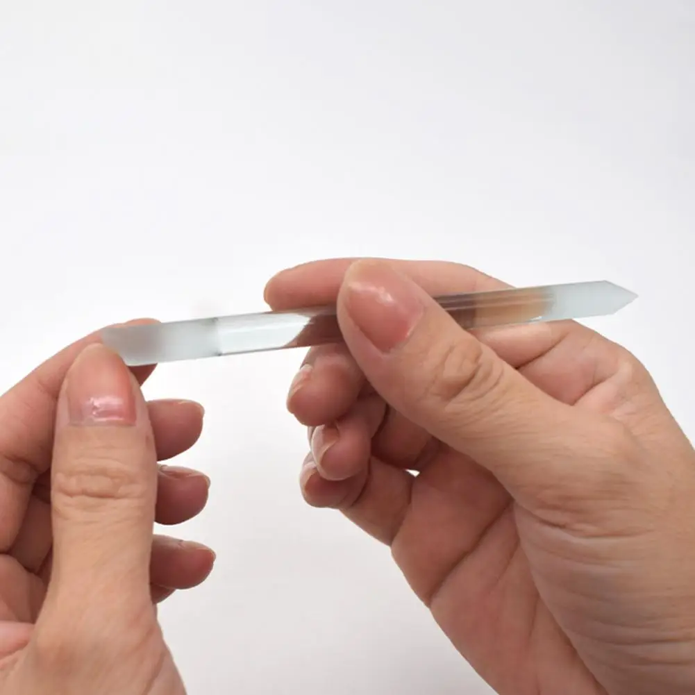 Lime à ongles en verre Double face, poussoir à cuticules, bâton de manucure, étui en simili cuir, outil pour enlever les cuticules, 2 pièces/ensemble