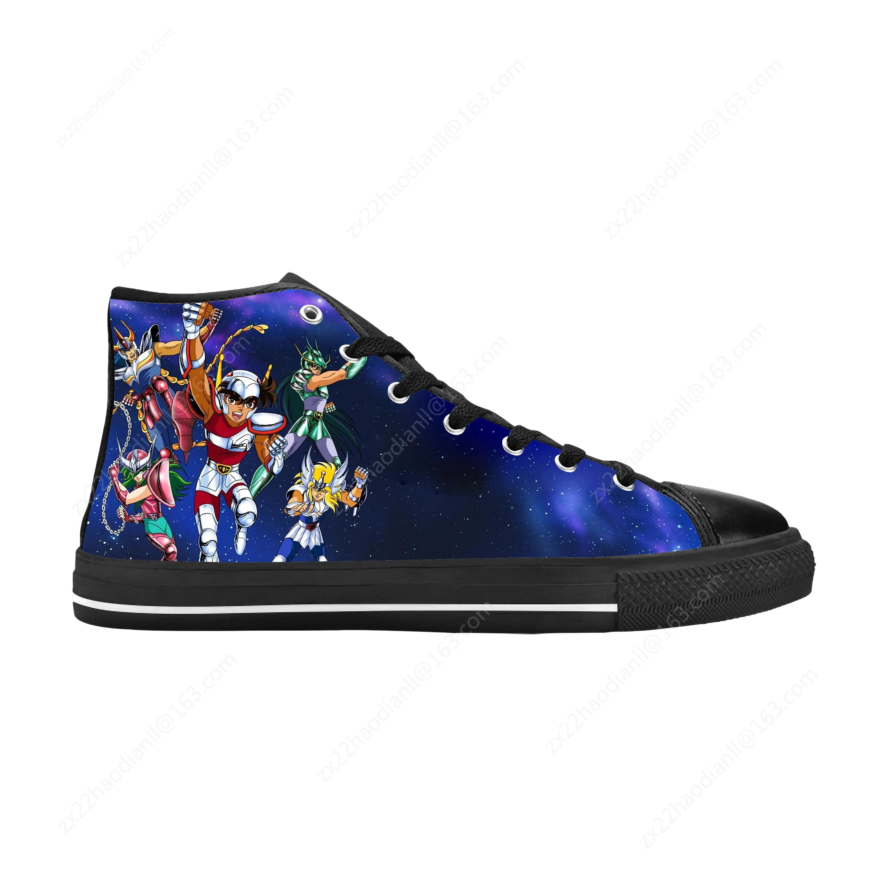 Seiya sepatu kasual Anime Jepang, sepatu sneaker pria wanita motif 3D nyaman bernafas atasan tinggi