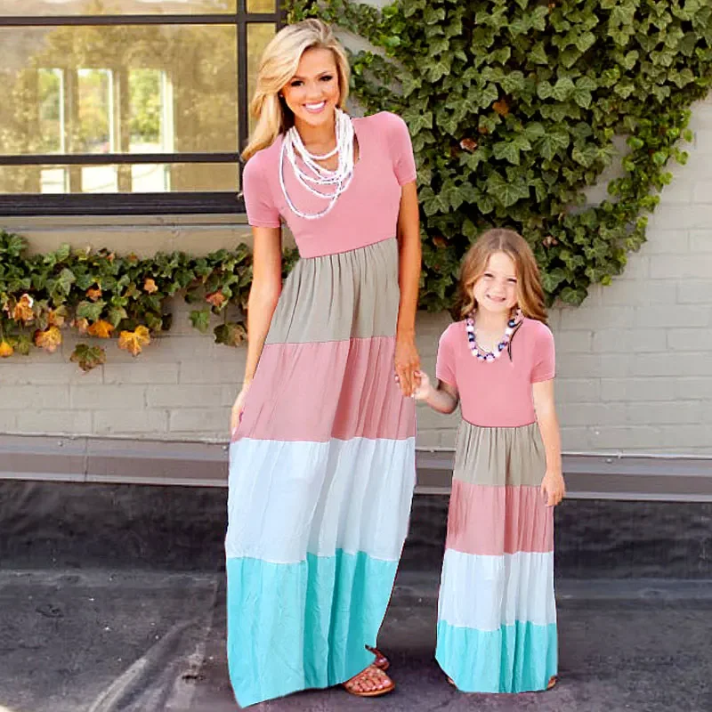 Family Matching Mother Daughter Dresses Parent-child Clothes Striped Mom Dress Kids Child Outfits Mum Baby Girl Summer Mommy