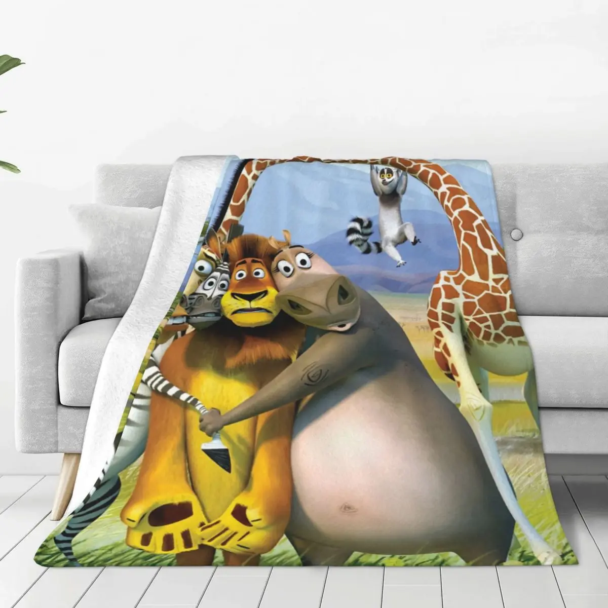 The Penguins Of Madagascar Blanket Flange Textile Decor Portable Super Soft Throw Blankets for Home Office Plush Thin Quilt