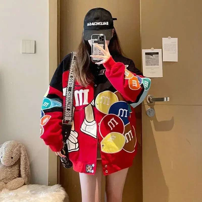 Streetwear Jacket Women Embroidery Oversized Varsity Jacket Men Spring Autumn Baseball Coat Outwears Youth Unisex Clothing