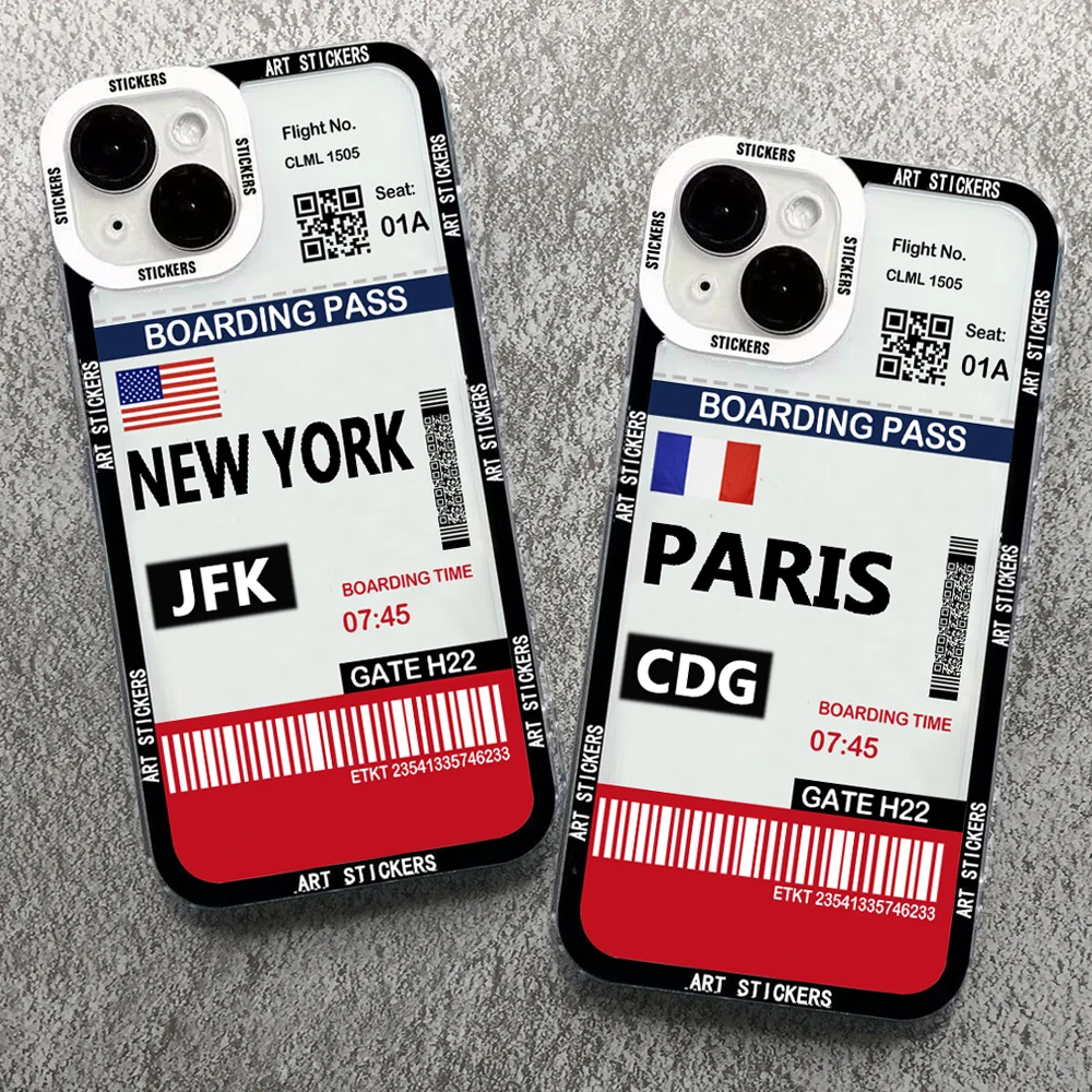 World City Travel Ticket New York BAHRAIN Label Phone Case For iPhone 14 13 12 11 Pro Max Mini XS X XR 7 8 Plus Customize Cover