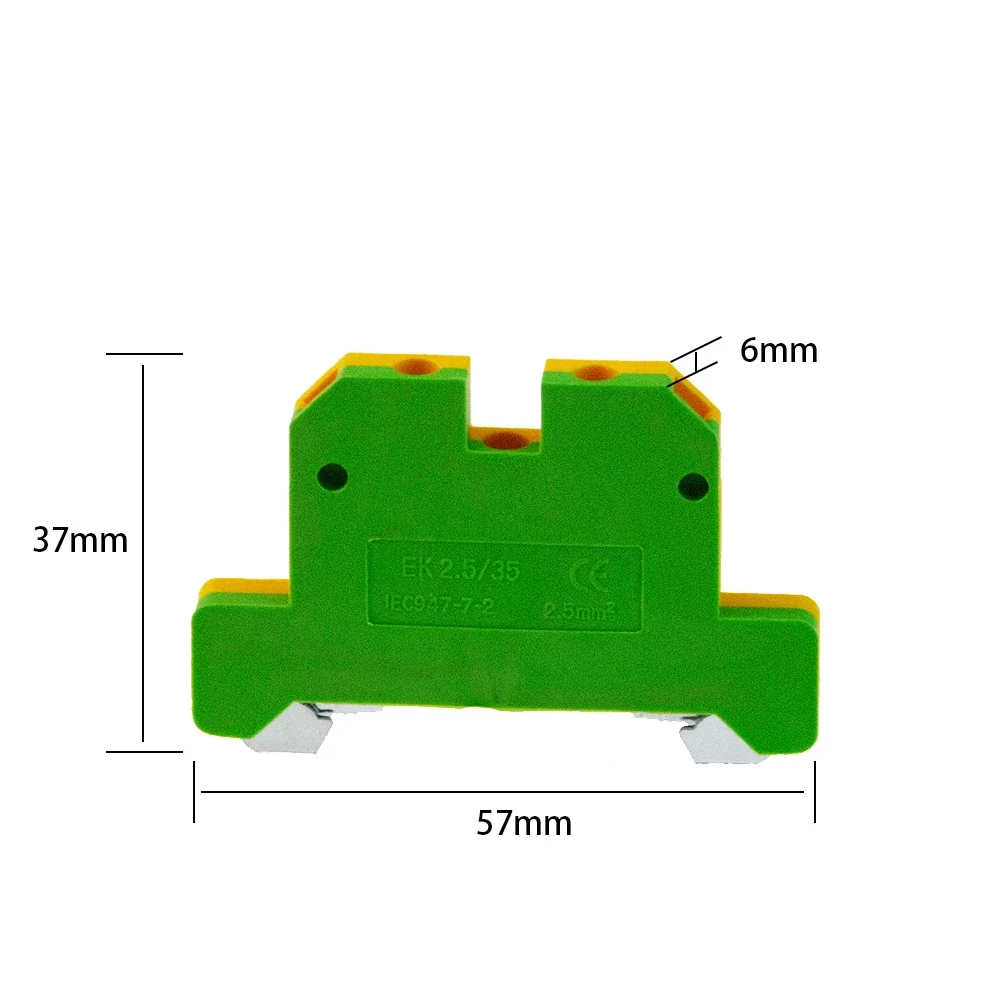 Wire Conductor 10Pcs EK-2.5/35 Connector Ground Screw Connection Din Rail Terminal Blocks EK2.5/35