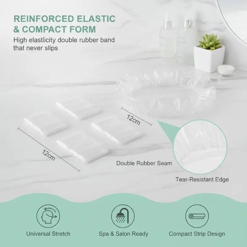 [J] 100 Pack Disposable Shower Caps Waterproof Hair Caps For Travel Deep Conditioning Unisex
