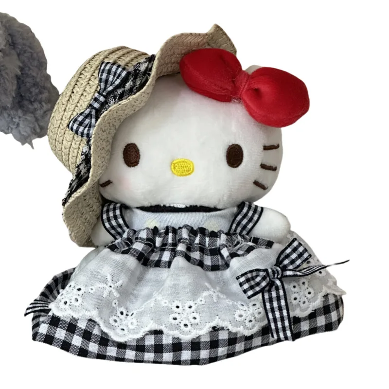 مرحبا كيتي عطلة نمط منقوشة تنورة أفخم دمية المفاتيح PP القطن شغل Kawaii حقيبة مدرسية قلادة الحلو فتاة القلب هدية