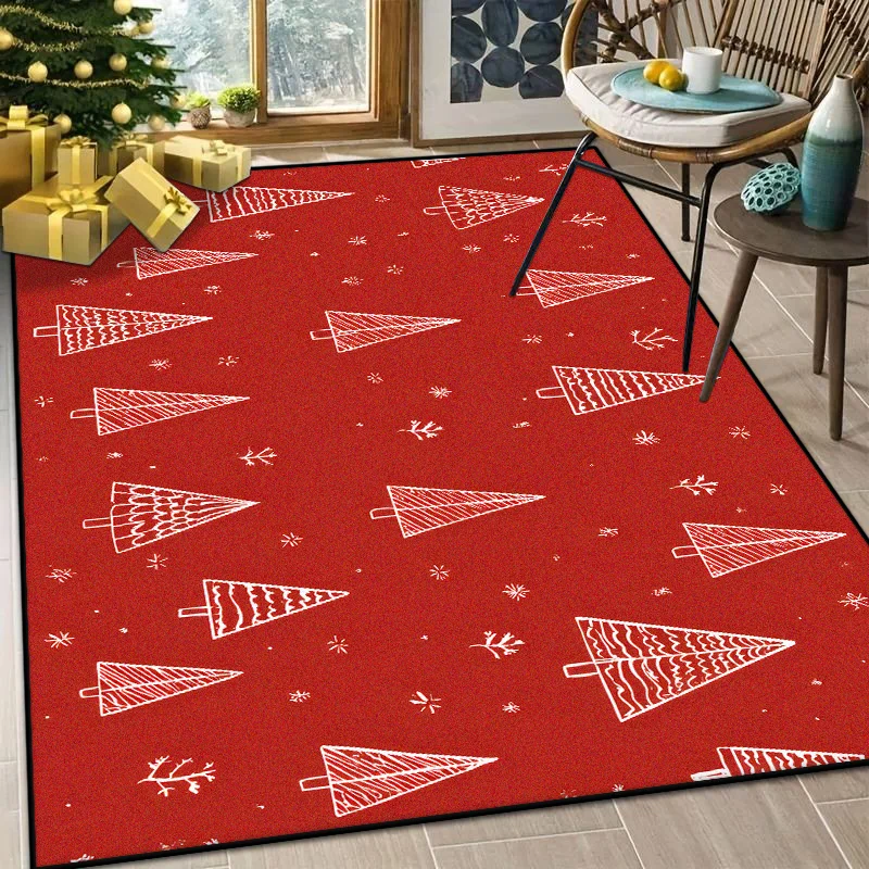 

European and American Christmas Style Decor Home Red Carpet Live Room Antiskid Dining Room Rug Soft Easy Clean Mat for Children