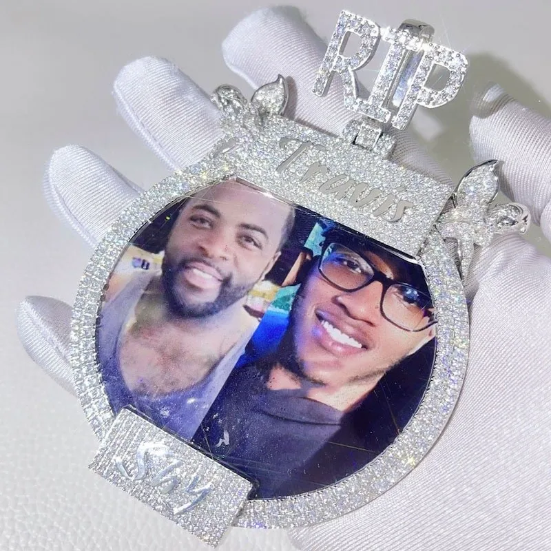 Custom Hip Hop Memory Picture Pendant Pass Diamond Tester Iced Out 925 Moissanite Hip Hop Jewelry Male Necklace Gifts for Men