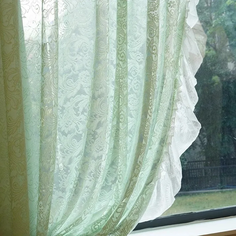 

Пасторальные кружевные полупрозрачные шторы для гостиной, для небольших окон, без сверления, на заказ, длинные, термоизолирующие