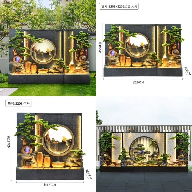 Modern Fiberglass Water Curtain Wall Rockery Fountain for Outdoor Villa Club Hotel Garden Courtyard Fish Pond Landscape