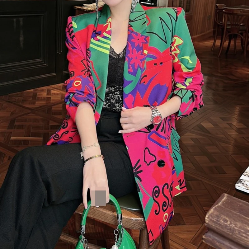 Early Spring 2023 New Loose Large Polo Long Sleeve Colored Suit Red Coat Women  blazer femme  veste femme