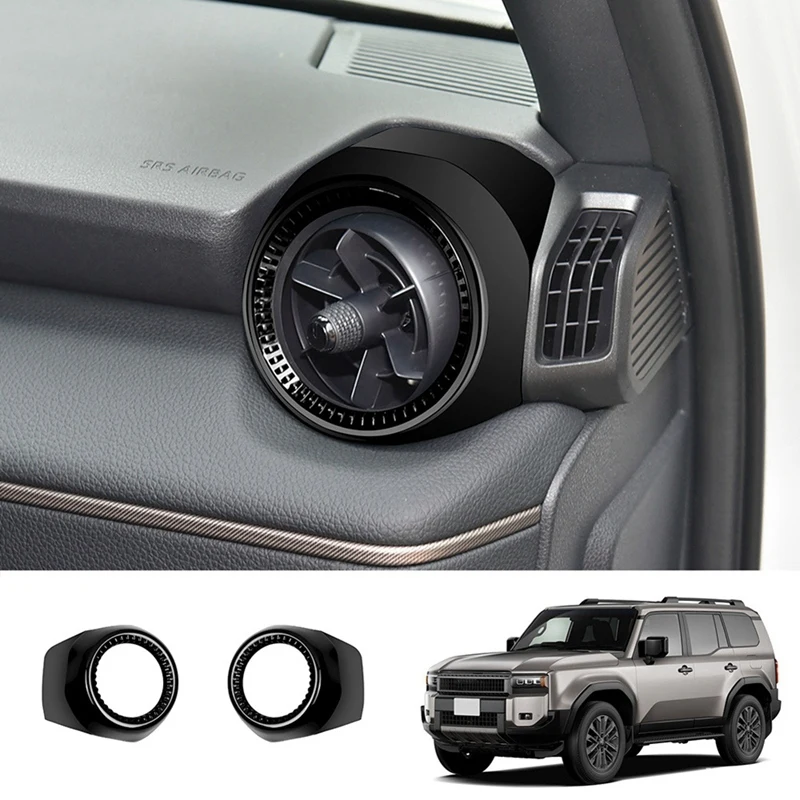 Car Dashboard Air Conditioning Outlet Trim Frame For Toyota Prado LC250 2024 Air Outlet Frame Sticker Bright Black