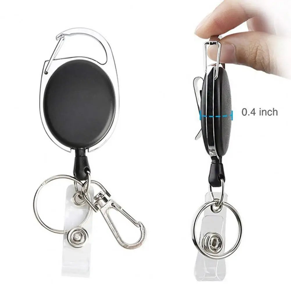 Badge Reel ผู้ถือบัตร Heavy Duty Badge ผู้ถือกันน้ํา Badge Reel ผู้ถือ Heavy Duty Retractable Key Ring โลหะป้องกันการสูญหาย