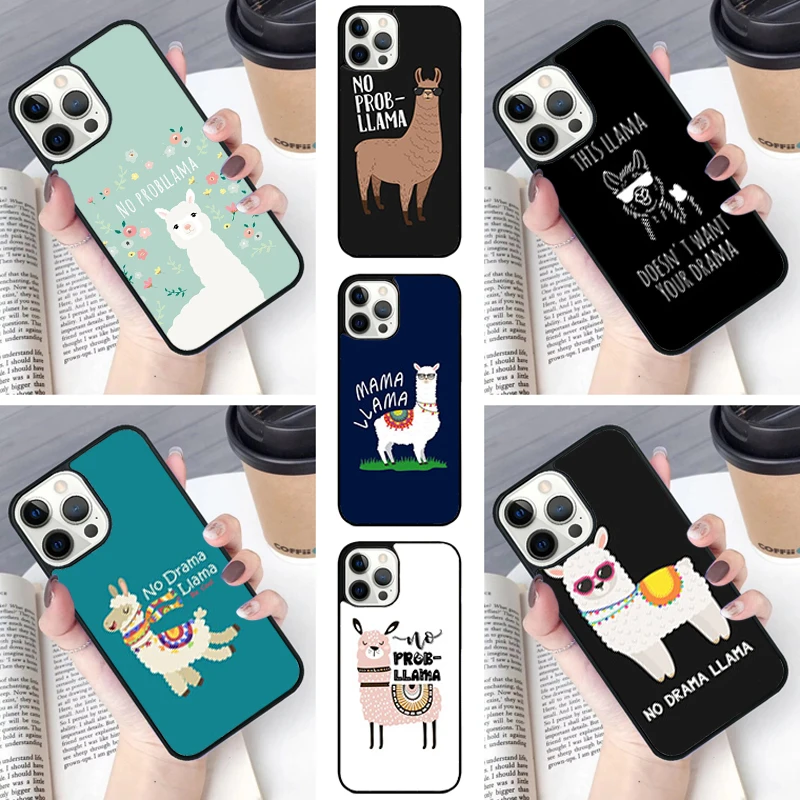 No Drama Llama No Prob llama Alpaca Phone Case cover For iPhone SE2020 15 16 14 13 12 11 Pro Max Coque For Apple 8 PLUS 7 XS