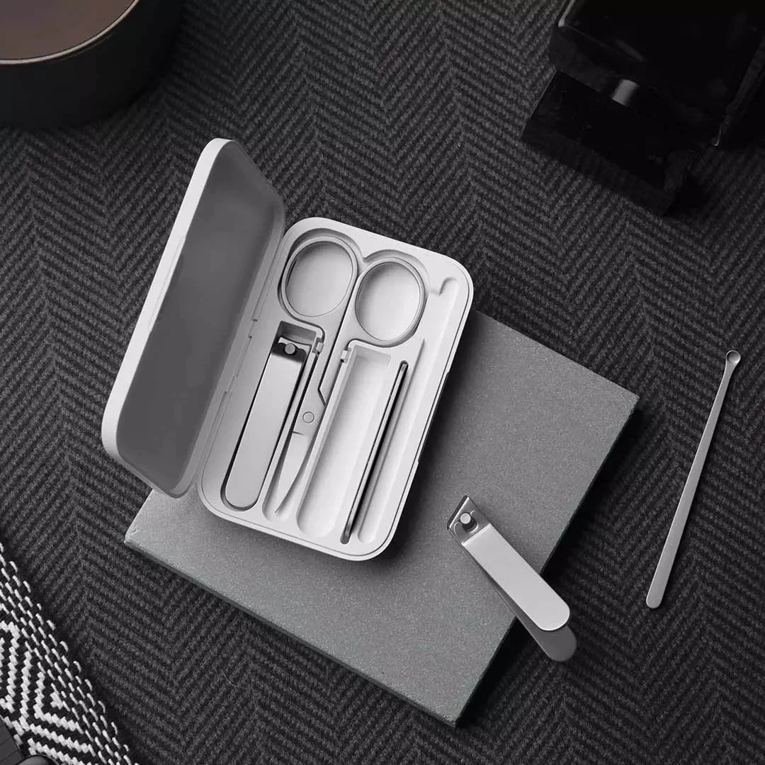 Xiaomi Mijia – ensemble de coupe-ongles en acier inoxydable, 5 en 1, pour pédicure, soins, oreillettes, lime à ongles, outils de beauté