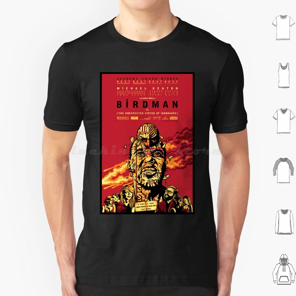 T-shirt avec affiche du film Birdman, grande taille, 100% coton, film Birdman, cinéma, la vertu inattendue de l'ignorance, Alejandro González I