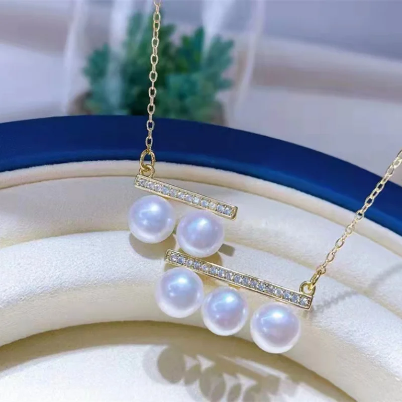 

Freshwater Pearl Interlaced Balance Beam Necklace Pendant Clavicle Chain