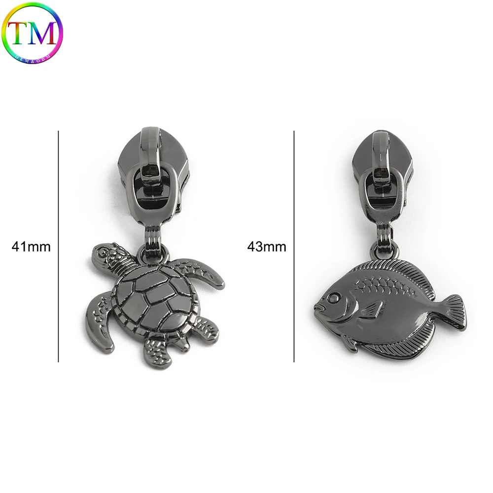 10/50pcs Marine Animal Zipper Pull Sliders #5 Nylon for Bags Backpack Clothes Zip Repair Replacement DIY Sewing Kit