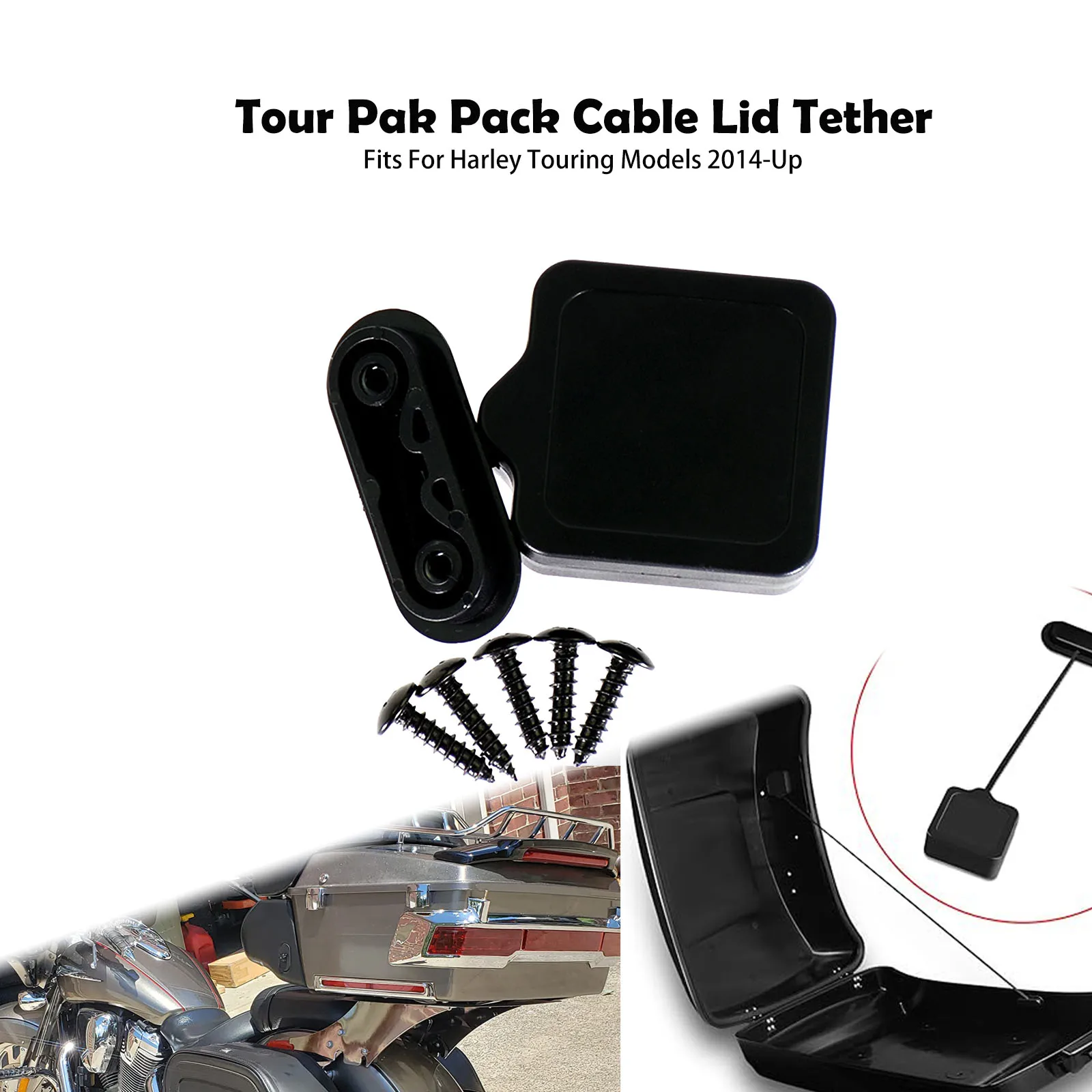 Motorcycle Tour Pak Pack Lid Tether Release Cable For Harley Touring Electra Street Glide Road King FLTRX FLHR FLHT CVO 14-Later