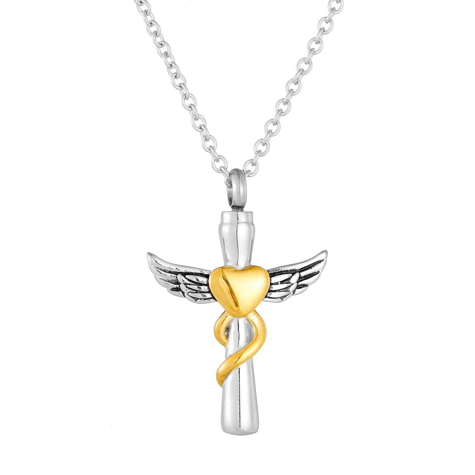 Stainless Steel Cross Urn Pendant for Human Ashes - Memorial Cremation Jewelry to Hold Loved One's Remains