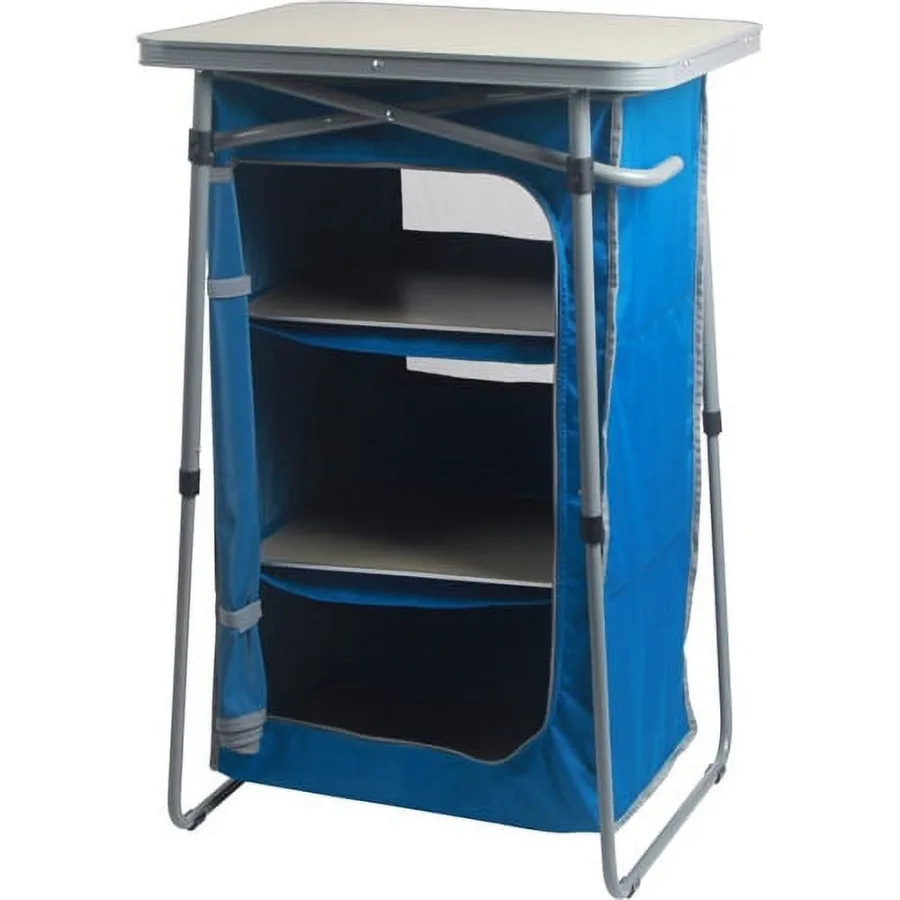 

3-Shelf Collapsible Storage Cabinet with Table Top for Kitchen Bathroom or Dorm Space-Saving and Portable