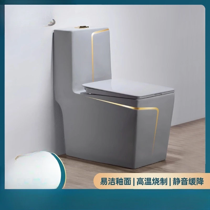 Color toilet high temperature firing siphon jet pumping deodorant silent one-piece large pipe toilet