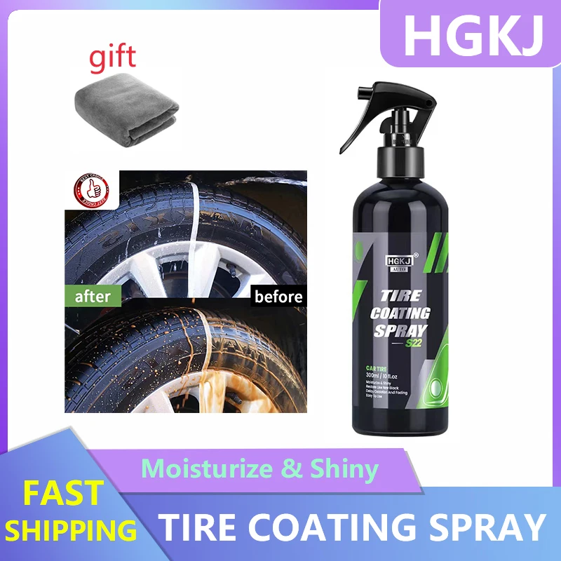 Car Tire Shine Tyre Gloss Spray Keep Tire Black Rubber Protective Auto Tires Coating Car Tyre Wax Tire Polish Auto Detailing