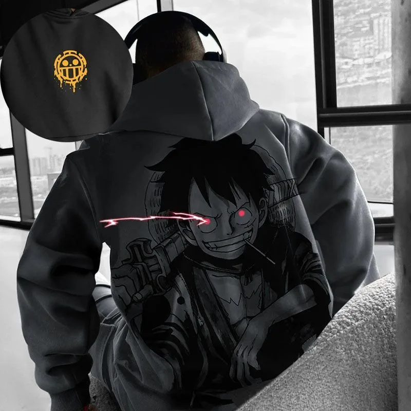 

One Piece Spring and Autumn Hooded Sweatshirt Anime Luffy Chopper Zoro Usopp Peripheral 3D Printed Casual Couple Jacket Gift