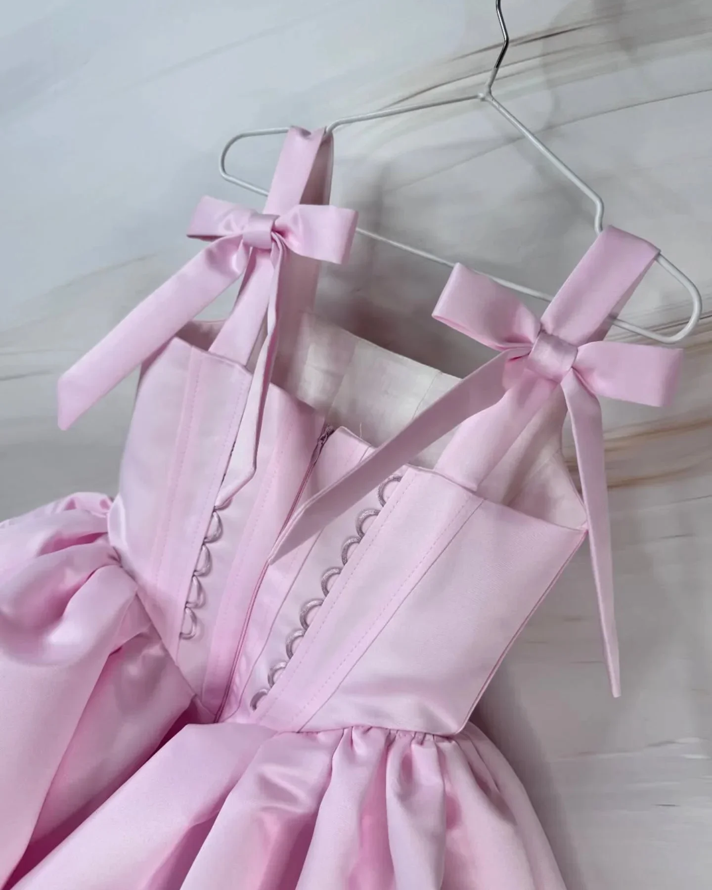 Custom Square Neck Corset Bubble Satin Luxury Dress Women Wedding Guest Gown Kids Birthday Party Outfit for Pageant Runway