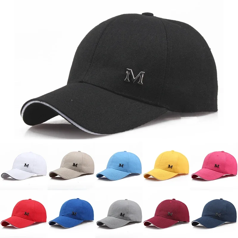 

Unisex M Letter Baseball Caps Solid Adjustable Hip Hop Cotton Snapback Cap for Men Women Outdoor Sport Golf Running Sun Dad Hats