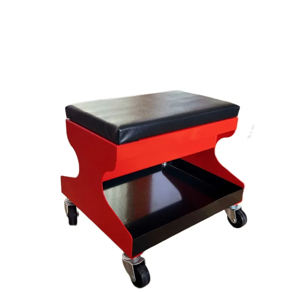 Sturdy U Type Auto Service Square Stool Mobile Mechanics Seat Equipped With Tool Holding Tray