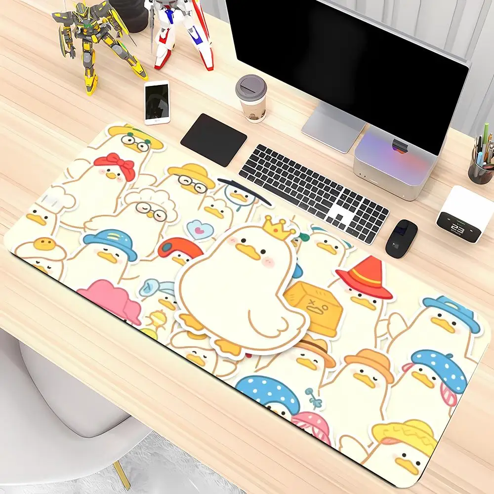 Lovely Duck Family Border Design Game Pad Natural Rubber Anti‑Slip For Daily Game Bedroom Laptop Desktop Office