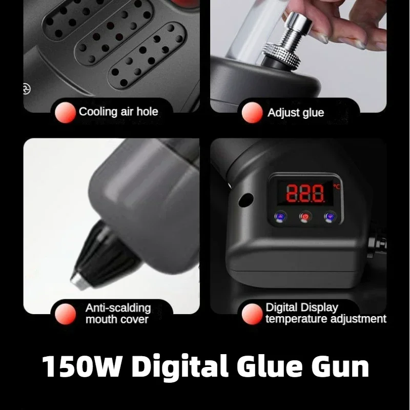 Imagem -02 - Mini Pistola de Silicone Quente Bico de Alumínio Saída de Cola Ajustável mm Bastões de Cola Artesanato Infantil Ferramentas Faça Você Mesmo Pequena Pistola de Cola Quente