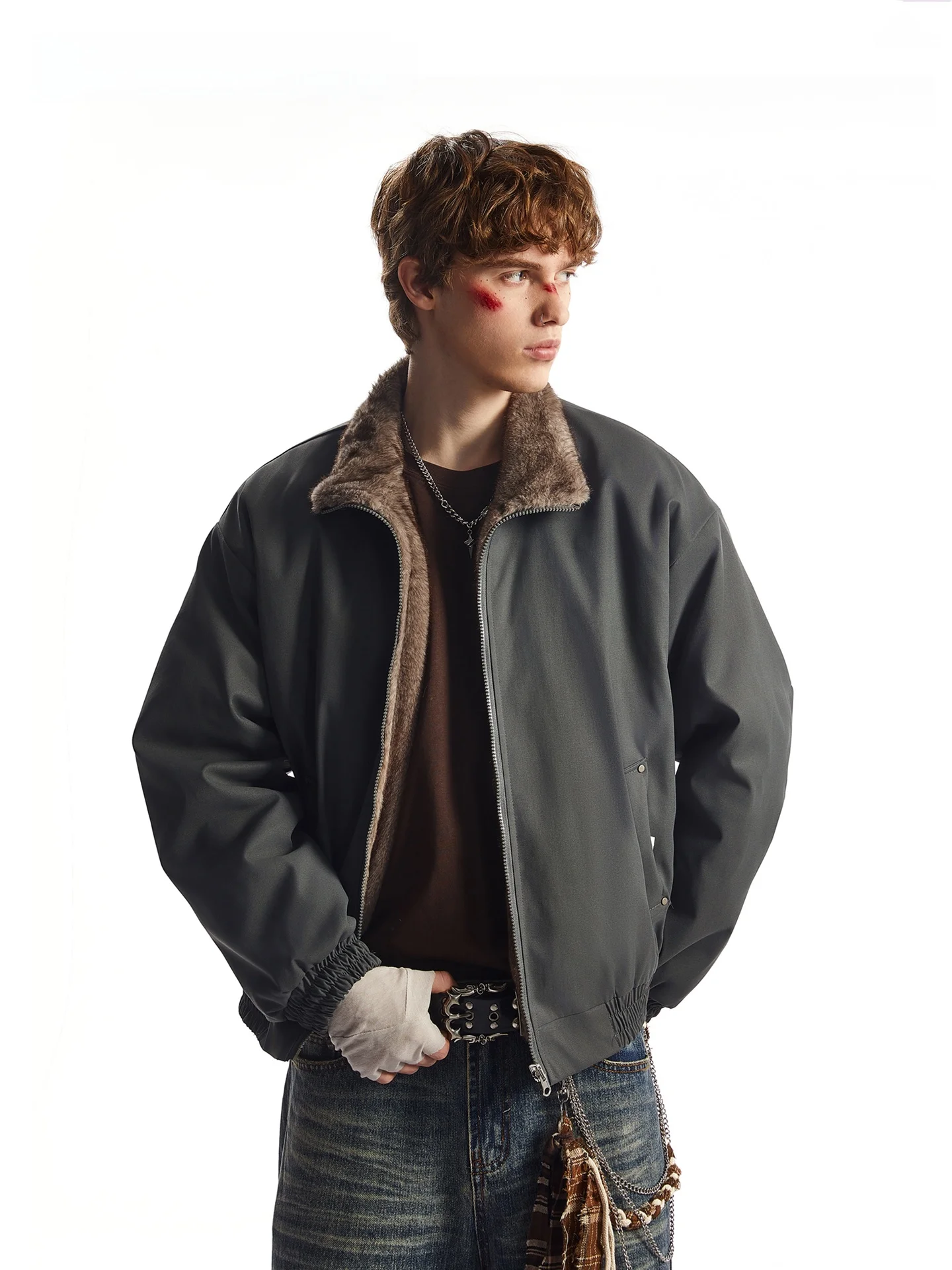 SDMADE American Style Full Wool Mountain Eagle Cotton Jacket Loose Casual Warm Stand Collar for Men And Women