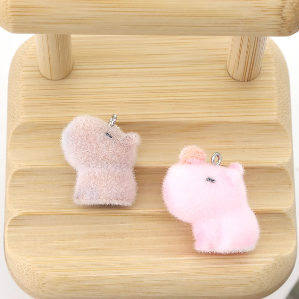 30Pcs 3D Flocking Resin Capybara Charms Cartoon Animal Pendant for Keychain Earrings Necklace Making DIY Jewelry Accessories