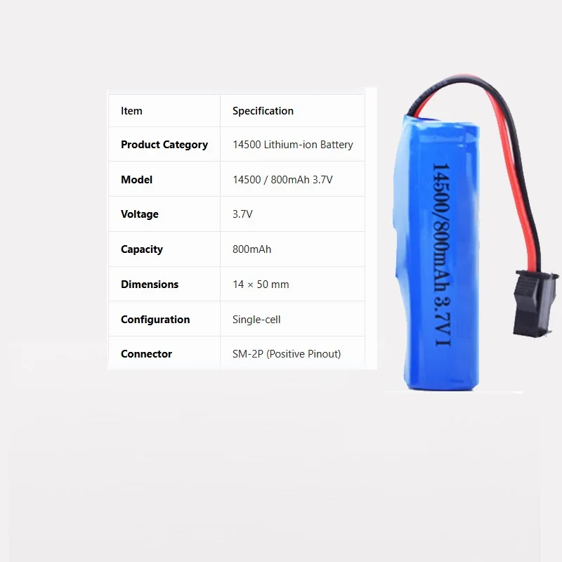 SM-2P Plug for Stunt Dump Car Boat Tank Truck Replacement Toy Accessory with 14500 3.7V Rechargeable Lithium Ion Battery