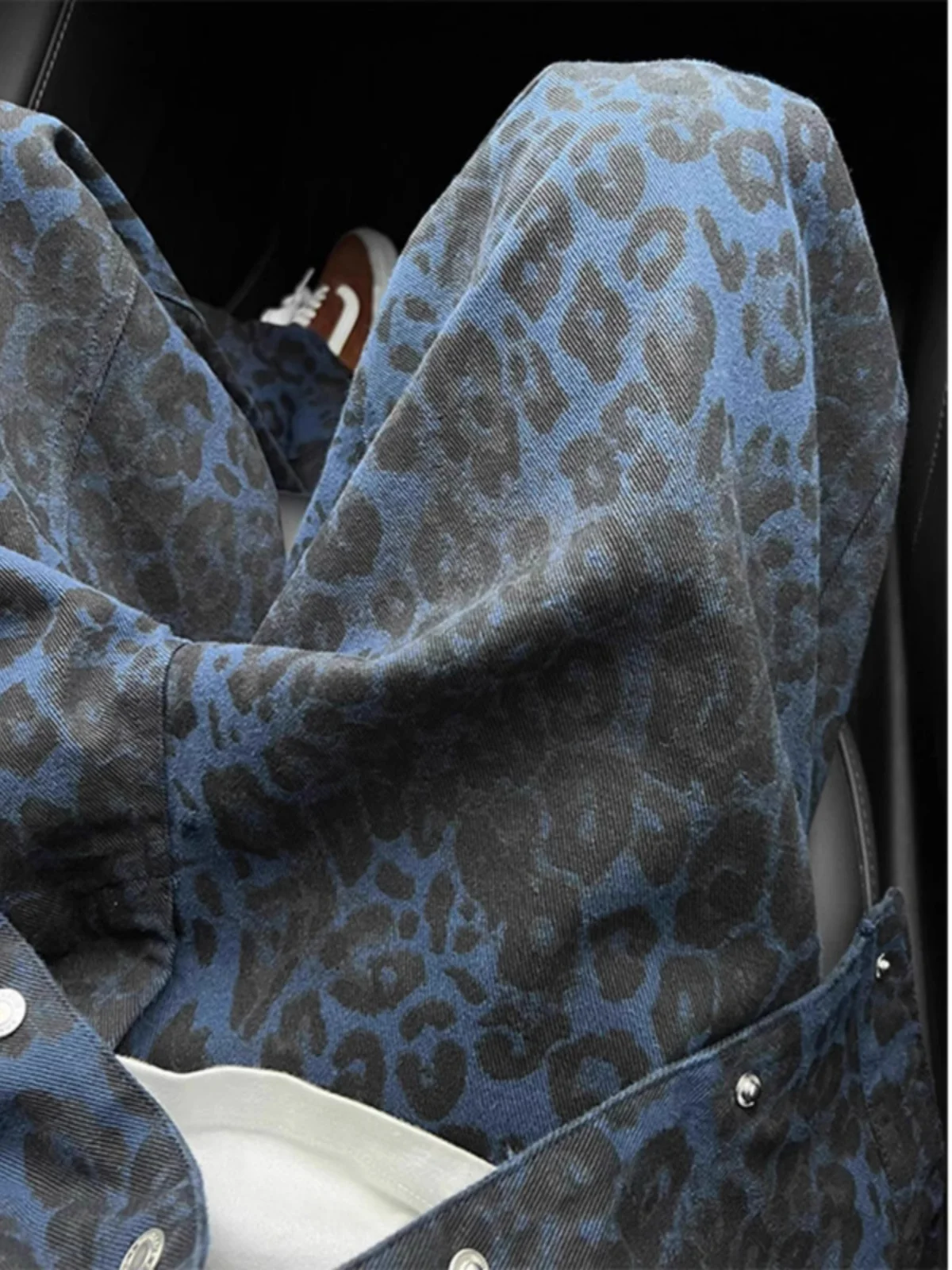 

Retro American Leopard Print Men's Jeans High Street Design Straight Leg Knife Flared Pants Spring Autumn New Sle