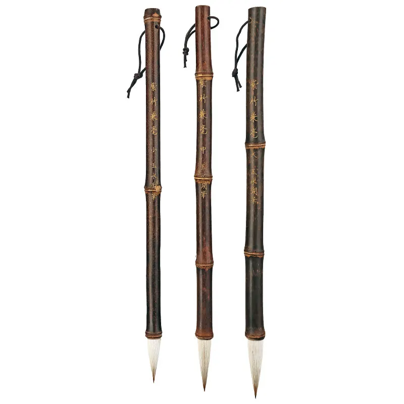 

Bamboo Handle Weasel Hair Calligraphy Brush Set Woolen Hair Wang Xizhi Regular Script Practice Brush Professional Huzhou Brush