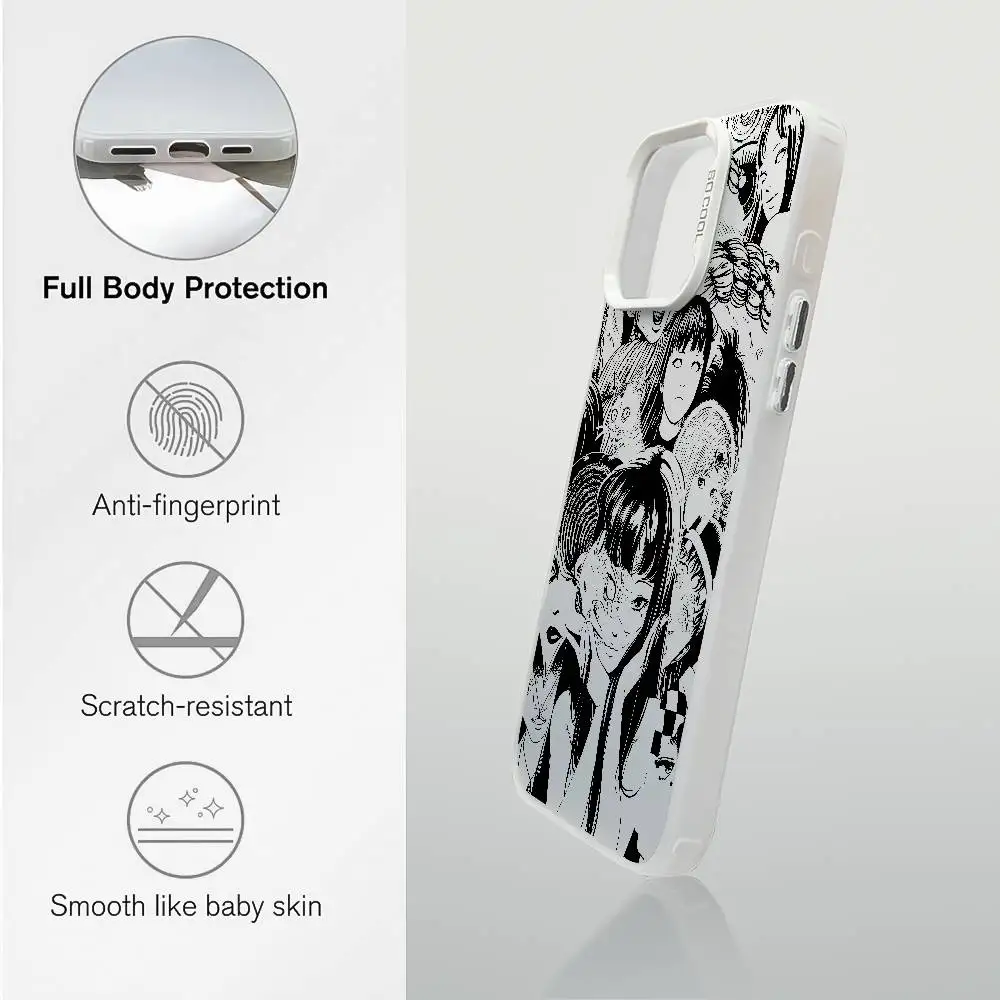 PIKPAKA J-Junji Ito رعب كاريكاتير تصفيح جراب هاتف آيفون 17 16 15 14 13 12 11 برو ماكس الهواء متعدد الألوان ماتي أورورا فوندا