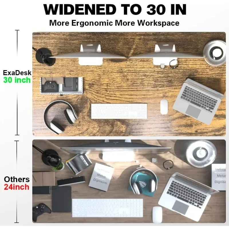 55*30 Inch Elektrisch Staand Verbreed Bureau In Hoogte Verstelbaar Met 4 Laden, Dubbele Opbergplanken Staan Bureau